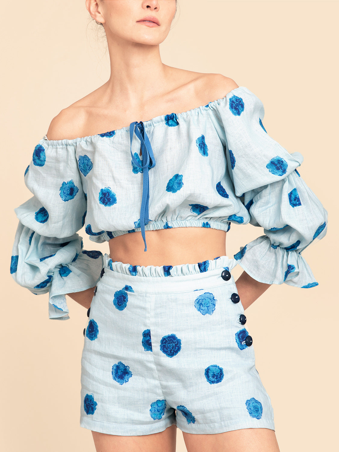 MANOLO TOP LIGHT BLUE FLORAL